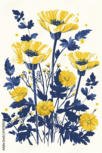 Floral decoration in the style of modern illustration made with Generative AI 