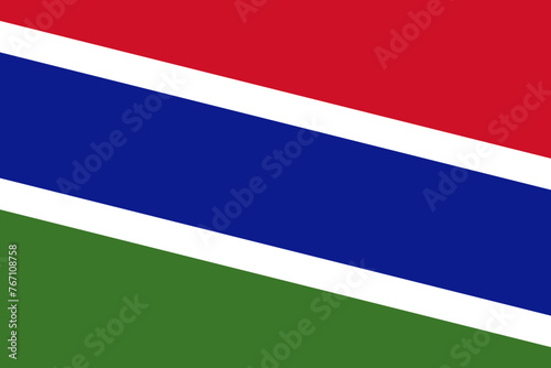 Gambia flag - rectangular cutout of rotated vector flag. © pyty