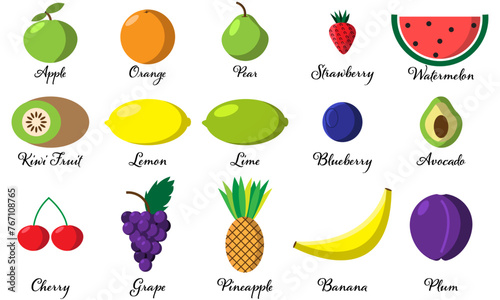 Fresh Fruit list with text underneath, Health and well being clipart