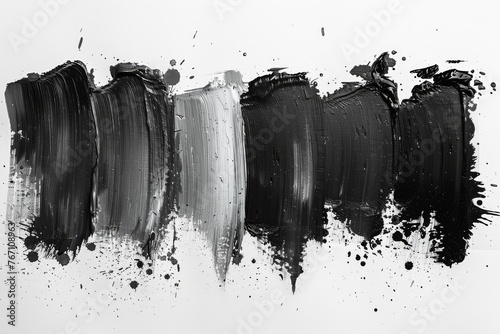 Abstract black spots on white background. Paint stroke modern collection. photo