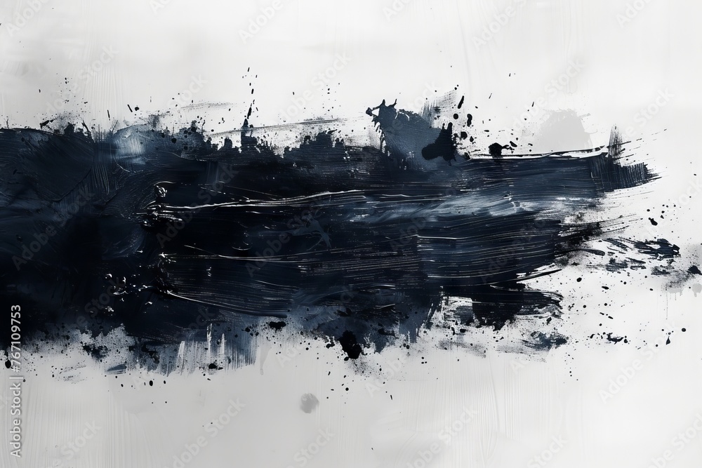 Various black and white brush strokes. Modern distressed banner texture.