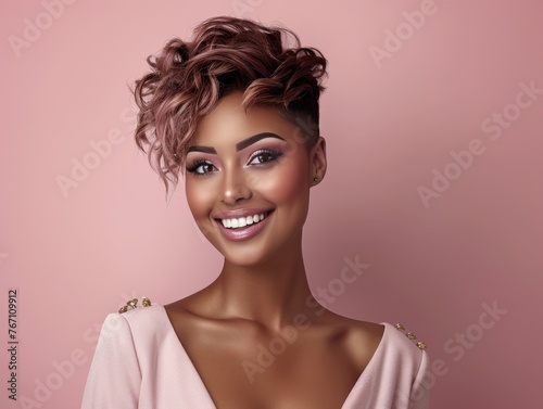 African American vogue smile model business CEO girl, makeup