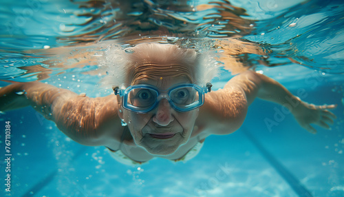 Senior Woman Enjoying Swimming Underwater