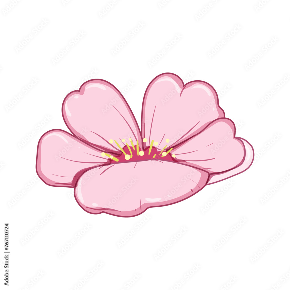 japan sakura cherry blossom cartoon. nature branch, tree wedding, chinese realistic japan sakura cherry blossom sign. isolated symbol vector illustration