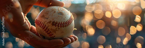 baseball in glove photo