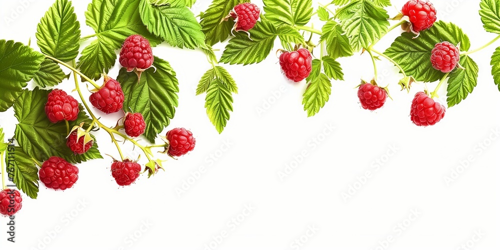 Raspberry with leaves. Raspberry isolated on white background. Raspberry with leaves. Raspberry isolated on white background.