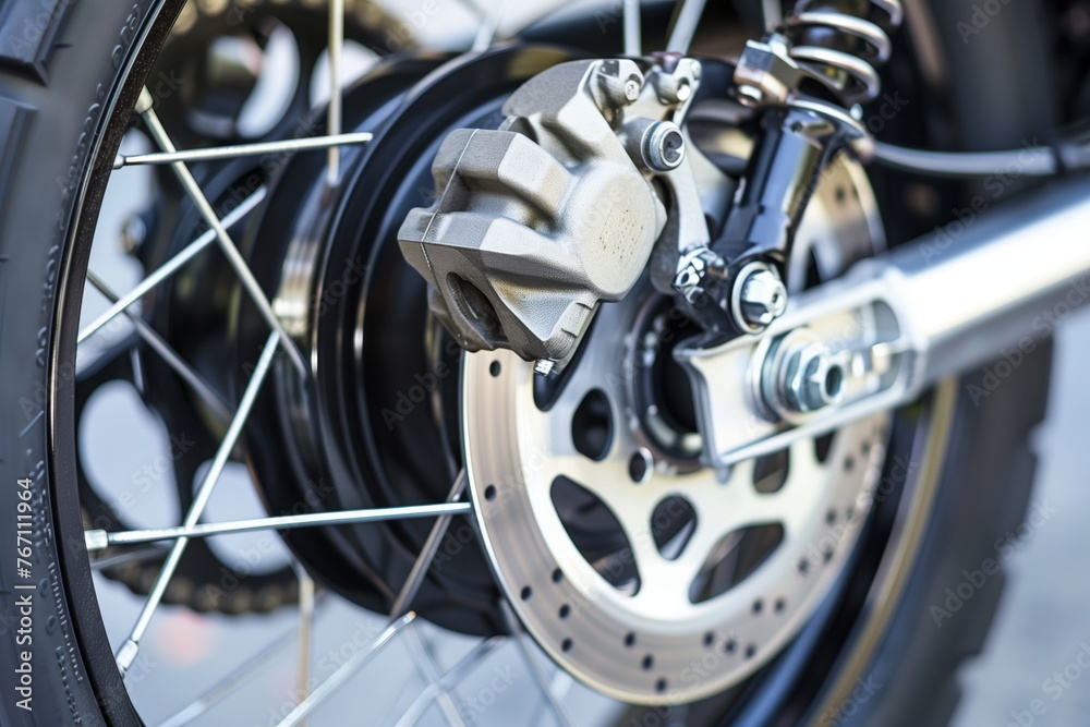 closeup of a wheel with disk brake and caliper closeup of a wheel with disk brake and caliper