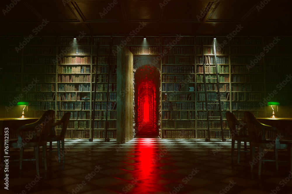 Mysterious Library Alley Aglow: A Nook Between Reality & Fantasy