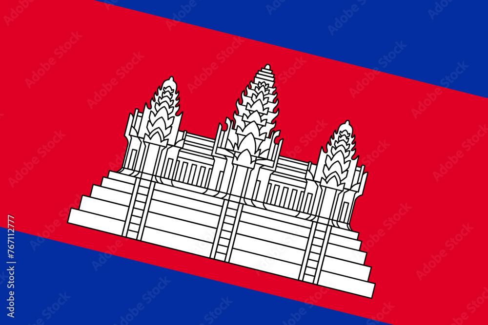 Cambodia flag - rectangular cutout of rotated vector flag.