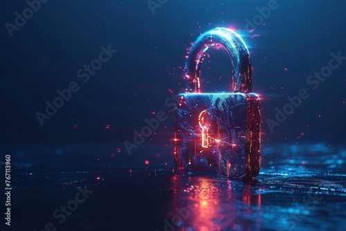A digital lock is displayed against a deep blue backdrop, illustrating advanced security measures to safeguard against online fraud and protect sensitive network information.