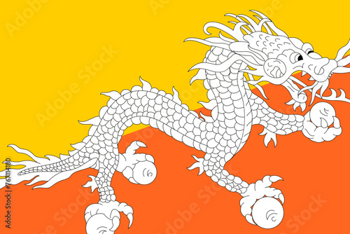 Bhutan flag - rectangular cutout of rotated vector flag.