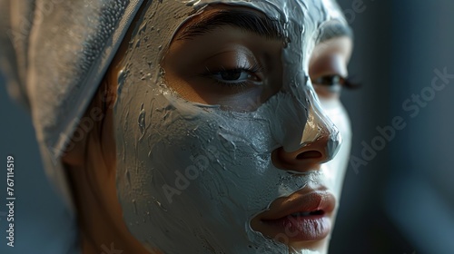 Woman Face Mask in Spa Beauty Salon