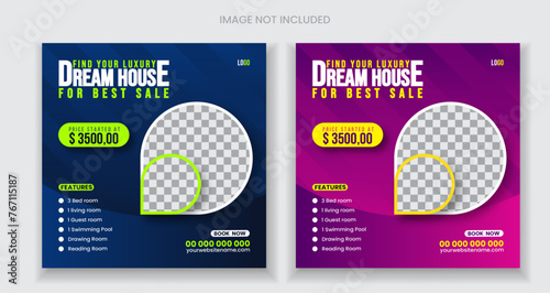 Modern Stylish Real Estate Business Social Media Post Design For your home sale property