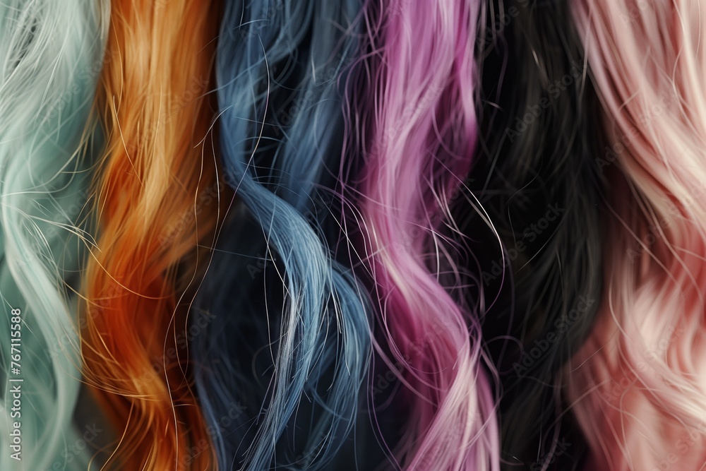 Obraz premium dyed hair in similar colors, showing off to camera