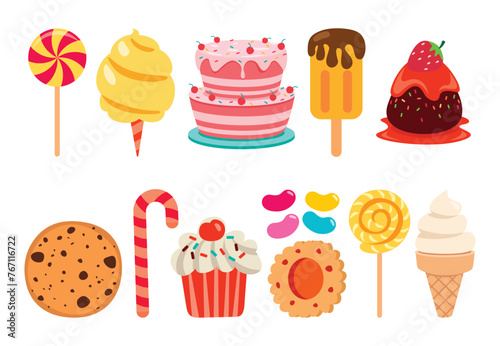 Set Of Cakes and Desserts