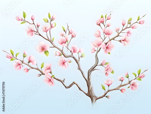 D Cartoon Cherry Blossom A Pastel Watercolor Tone of Elegant Spring Blooming Sakura