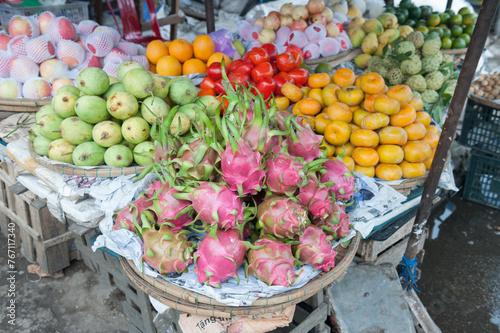 Hue Vietnam Hylocereus undatus / Dragon Fruit / Pitahaya / Pitaya for sale at the Dong Ba Market.
