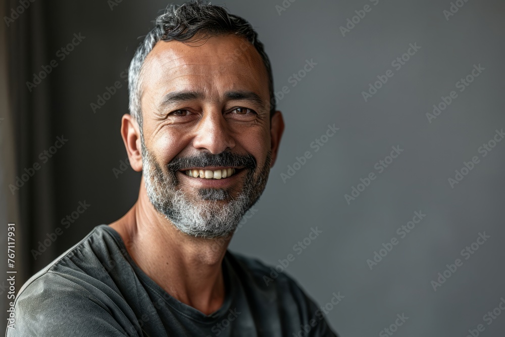 Portrait of a happy middle-aged man smiling at the camera Portrait of a happy middle-aged man smiling at the camera