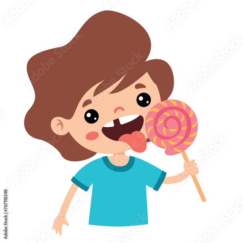 Illustration Of Kid With Candy
