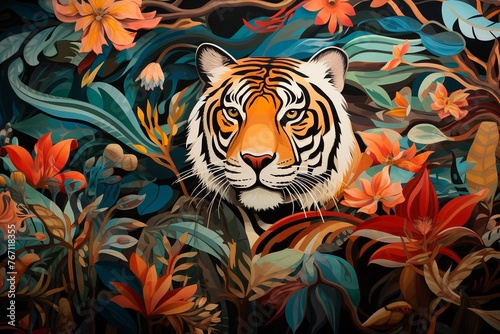 Detailed shot of a mural depicting wildlife conservation, inspiring community awareness through art