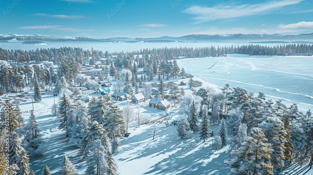 Obraz premium Tranquil Snowy Landscape for Winter Festival