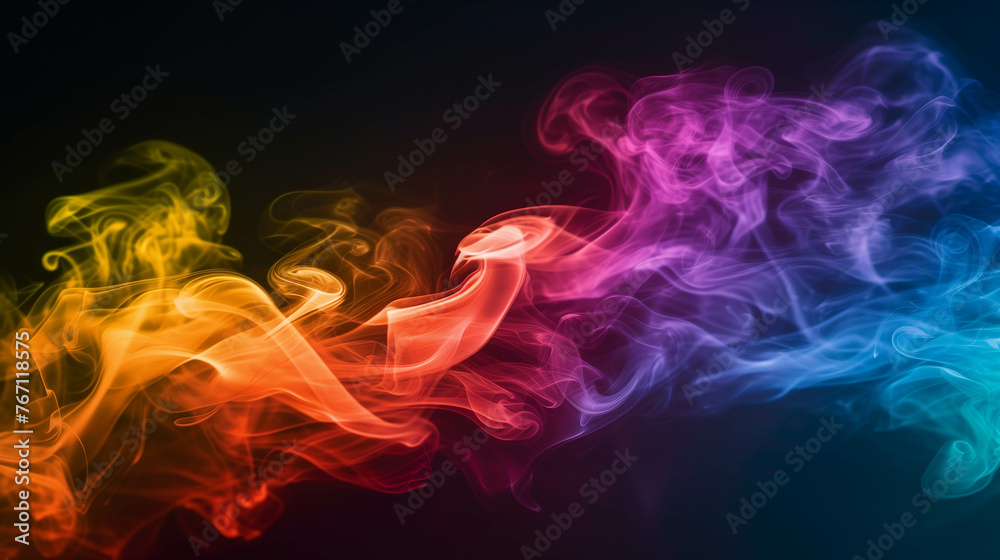 rainbow cigarette smoke On a black background. rainbow cigarette smoke On a black background.