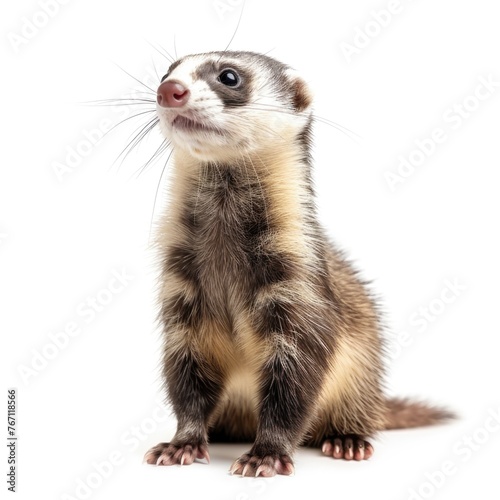 Ferret in natural pose isolated on white background, photo realistic © Pixel Pine
