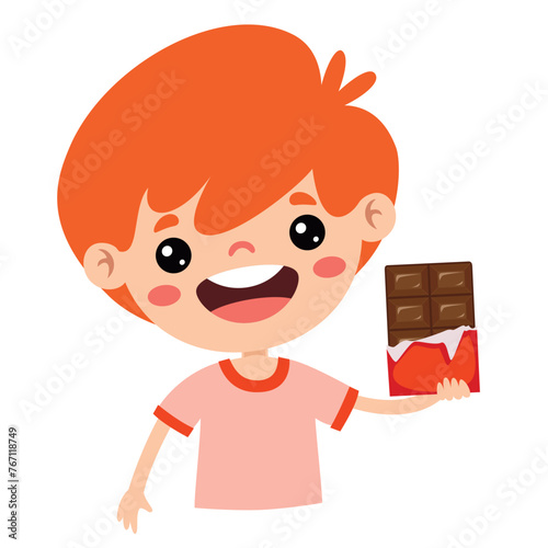 Illustration Of Kid With Chocolate