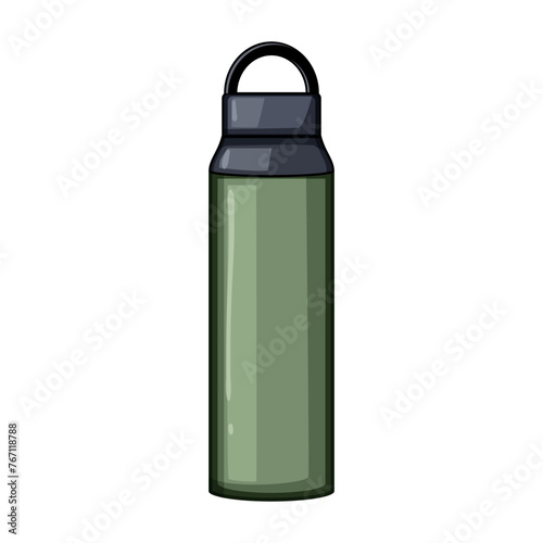 sport thermos bottle cartoon. aluminum cap, mockup reusable, brand product sport thermos bottle sign. isolated symbol vector illustration