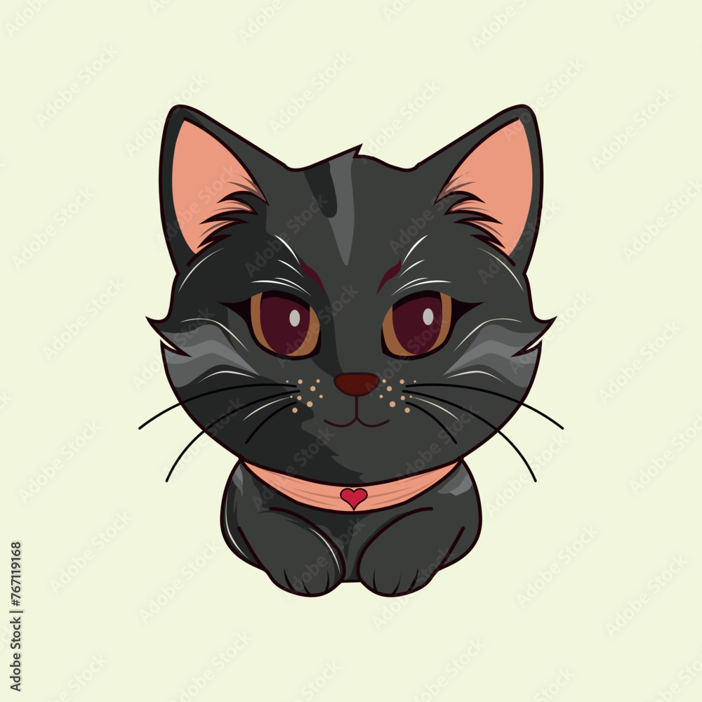 Cute cat vector illustration character image, very adorable and cute, suitable for t-shirts, horror