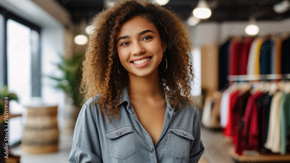 Obraz premium Fashion sales representative or business owner in the modern clothing store