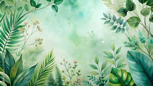 Green Botanical Watercolor Background
