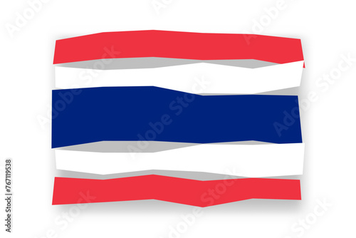 Thailand flag - stylish flag mosaic of colorful papercuts. Vector illustration with dropped shadow isolated on white background Free Download Thailand flag - stylish flag mosaic of colorful papercuts. Vector illustration with dropped shadow isolated on white background - GFXLoad