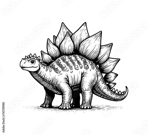 Stegosaurus hand drawn vector illustration Dinosaur © AriaMuhammads