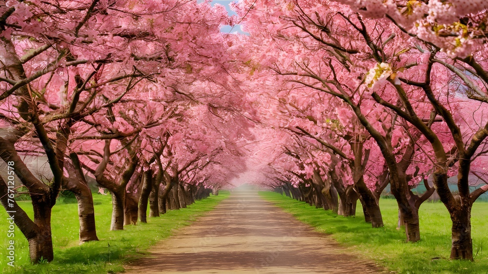 Breathtaking view of pink sakura cherry blossom in Thailand
