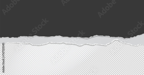 Black and white paper with torn edges and soft shadow are on squared background for text.