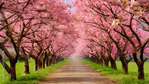 Breathtaking view of pink sakura cherry blossom in Thailand