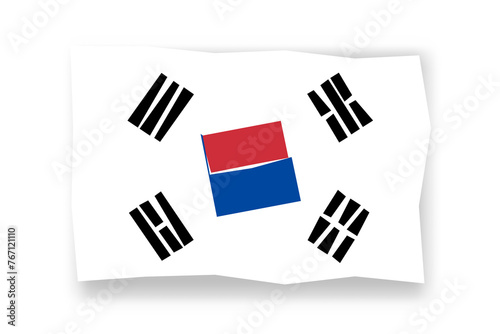South Korea flag  - stylish flag mosaic of colorful papercuts. Vector illustration with dropped shadow isolated on white background