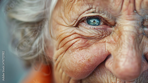 Close-up photo of old woman, beutiful old lady smiling 