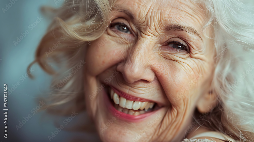 Close-up photo of old woman, beutiful old lady smiling Close-up photo of old woman, beutiful old lady smiling