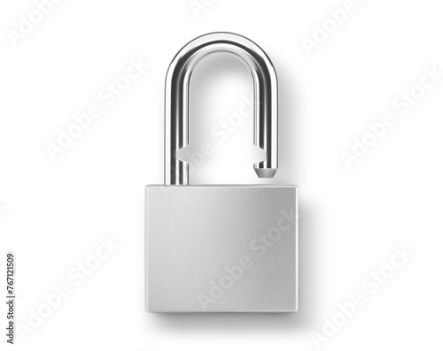 Locked silver color Padlock on, transparent background