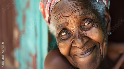 Close-up photo of old woman, beutiful old lady smiling 