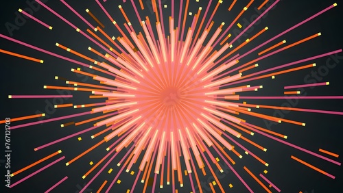 Bright orange and pink lights abstract celebration background resembling explosion