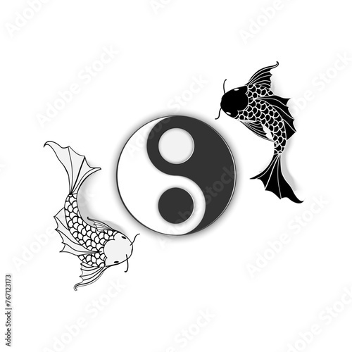 Yin yang symbol with koi fish. A spiritual concept for peace and balance.