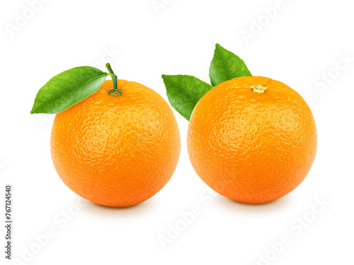Orange fruit with leaves, transparent background