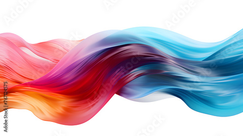 Holographic twisted liquid 3d render glossy shape isolated on transparent background.