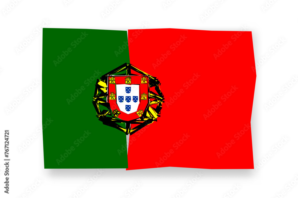 Portugal flag  - stylish flag mosaic of colorful papercuts. Vector illustration with dropped shadow isolated on white background