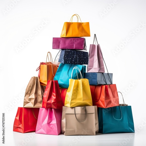 Pile of colorful shopping bags photo