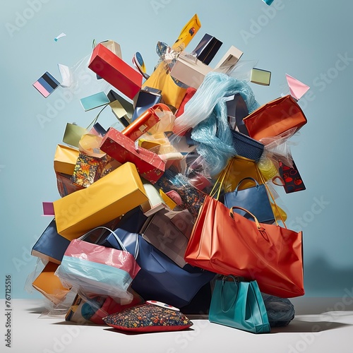 Pile of colorful shopping bags