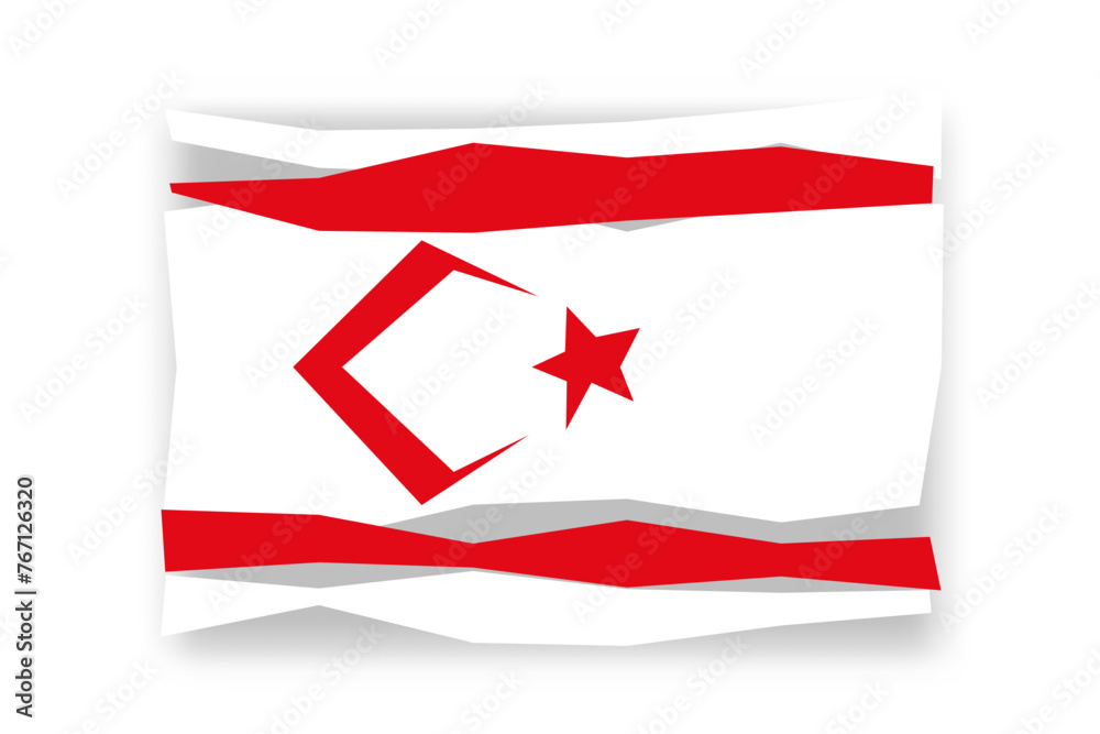 Obraz premium Northern Cyprus flag - stylish flag mosaic of colorful papercuts. Vector illustration with dropped shadow isolated on white background
